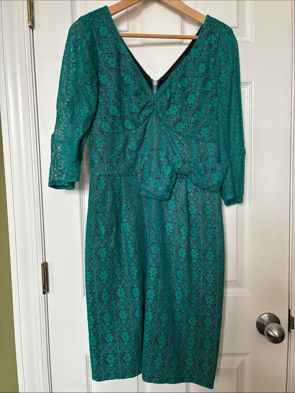 Marc By Marc Jacobs Teal Lace Knee-Length Dress